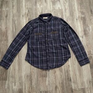 Hollister Navy Plaid Button Down Shirt